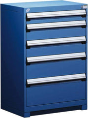 Rousseau Metal - 5 Drawer, Modular Storage Cabinet - Steel, 36" Wide x 18" Deep x 40" High, Avalanche Blue - USA Tool & Supply