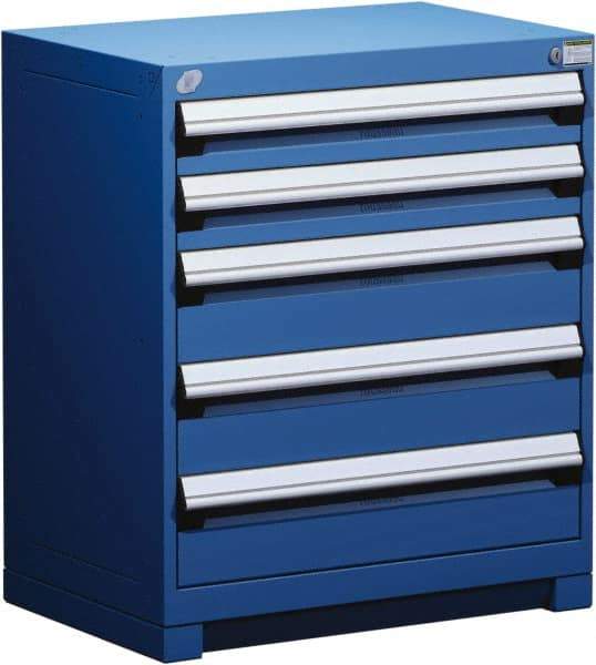 Rousseau Metal - 5 Drawer, Modular Storage Cabinet - Steel, 36" Wide x 24" Deep x 32" High, Avalanche Blue - USA Tool & Supply