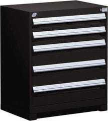 Rousseau Metal - 5 Drawer, Modular Storage Cabinet - Steel, 36" Wide x 24" Deep x 32" High, Black - USA Tool & Supply