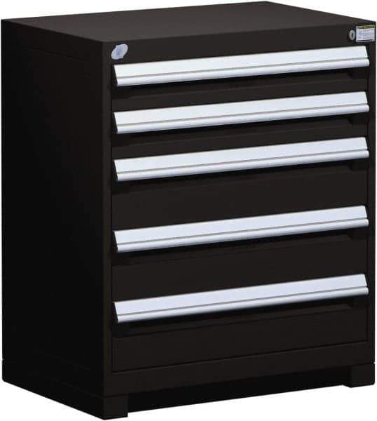 Rousseau Metal - 5 Drawer, Modular Storage Cabinet - Steel, 36" Wide x 18" Deep x 32" High, Black - USA Tool & Supply
