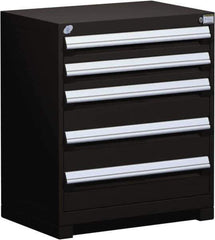 Rousseau Metal - 5 Drawer, Modular Storage Cabinet - Steel, 36" Wide x 18" Deep x 32" High, Black - USA Tool & Supply