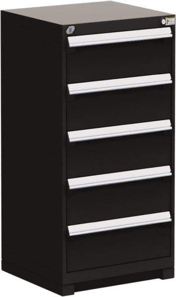 Rousseau Metal - 5 Drawer, Modular Storage Cabinet - Steel, 30" Wide x 27" Deep x 46" High, Black - USA Tool & Supply