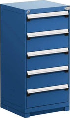 Rousseau Metal - 5 Drawer, Modular Storage Cabinet - Steel, 30" Wide x 27" Deep x 46" High, Avalanche Blue - USA Tool & Supply