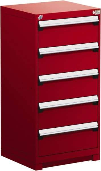 Rousseau Metal - 5 Drawer, Modular Storage Cabinet - Steel, 30" Wide x 27" Deep x 46" High, Flame Red - USA Tool & Supply