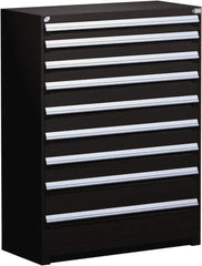 Rousseau Metal - 9 Drawer, Modular Storage Cabinet - Steel, 60" Wide x 24" Deep x 60" High, Black - USA Tool & Supply