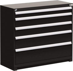Rousseau Metal - 5 Drawer, Modular Storage Cabinet - Steel, 60" Wide x 24" Deep x 40" High, Black - USA Tool & Supply