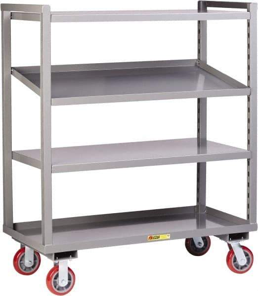 Little Giant - 3,200 Lb Capacity, 3 Shelf, Steel Shelf Truck - 60" Long x 24" Wide x 57-1/4" High, Polyurethane Wheels - USA Tool & Supply