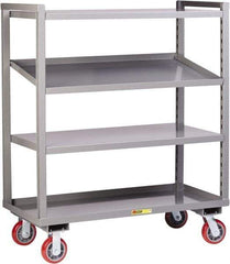 Little Giant - 3,200 Lb Capacity, 3 Shelf, Steel Shelf Truck - 60" Long x 24" Wide x 57-1/4" High, Polyurethane Wheels - USA Tool & Supply