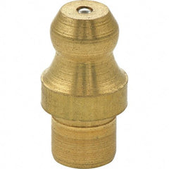 Umeta - Straight Head Angle, M8 Drive-In Brass Drive-In Grease Fitting - 10mm Hex, 15mm Overall Height, 5.5mm Shank Length - USA Tool & Supply