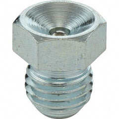 Umeta - Straight Head Angle, M8 Metric Stainless Steel Flush-Style Grease Fitting - 10mm Hex, 9.5mm Overall Height, 6.5mm Shank Length - USA Tool & Supply
