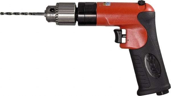 Sioux Tools - 1/4" Reversible Keyed Chuck - Pistol Grip Handle, 1,800 RPM, 12 LPS, 0.5 hp, 90 psi - USA Tool & Supply