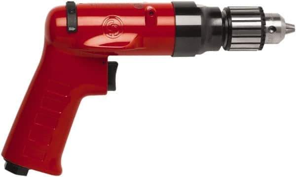 Chicago Pneumatic - 3/8" Reversible Keyed Chuck - Pistol Grip Handle, 2,600 RPM, 32 LPS, 0.5 hp - USA Tool & Supply