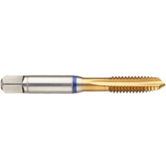 ‎10-24 3 Flute 3B Cobalt Spiral Point Plug Blue Ring Tap-TiN - USA Tool & Supply