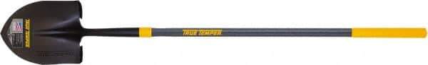 True Temper - 10-5/8" High x 8-7/8" Wide Round Steel Shovel - 47" Long Fiberglass Straight Handle, Turned - USA Tool & Supply