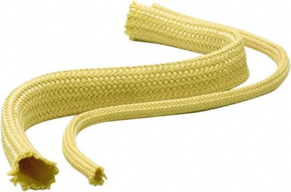 Atlantex - 2-1/2" ID Yellow Braided Cut-Resistant Sleeve for Hoses - 50' Long, -320 to 320°F - USA Tool & Supply