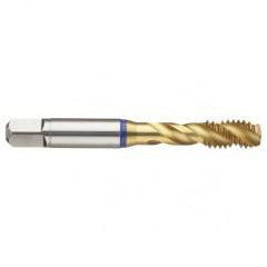 10-24 3B 3-Flute Cobalt Blue Ring Semi-Bottoming 40 degree Spiral Flute Tap-TiN - USA Tool & Supply