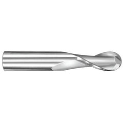 ‎9/32″ Dia. × 5/16″ Shank × 3/4″ DOC × 2-1/2″ OAL, Carbide Uncoated, Spiral , 2 Flute, 30° Helix, Ballnose End Mill - Exact Industrial Supply
