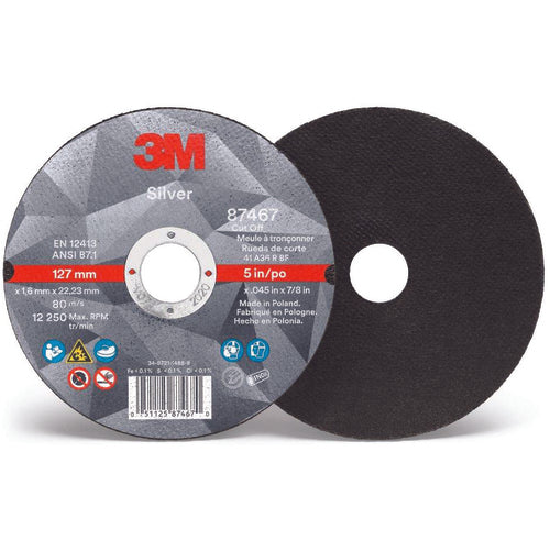 3M Silver Cut-Off Wheel 87464 Type 1 4.5″ x .040″ × 7/8″ - USA Tool & Supply