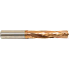 ‎12.5 mm Dia. × 1/2″ Shank × 2-3/16″ Flute Length × 4″ OAL, 3xD, 135°, ZrCN, 2 Flute, External Coolant, Round Solid Carbide Drill Series/List #NG04