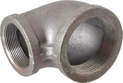 Made in USA - Size 2-1/2 x 2", Class 150, Malleable Iron Black Pipe 90° Elbow - 300 psi, Threaded End Connection - USA Tool & Supply