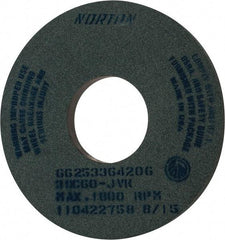 Norton - 14" Diam x 5" Hole x 1" Thick, J Hardness, 60 Grit Surface Grinding Wheel - Silicon Carbide, Type 1, Medium Grade, 1,800 Max RPM, Vitrified Bond, No Recess - USA Tool & Supply