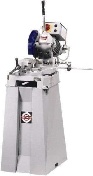Dake - 1 Cutting Speed, 10" Blade Diam, Cold Saw - 44 RPM Blade Speed, Floor Machine, 1 Phase, Compatible with Ferrous/Non-Ferrous Material - USA Tool & Supply