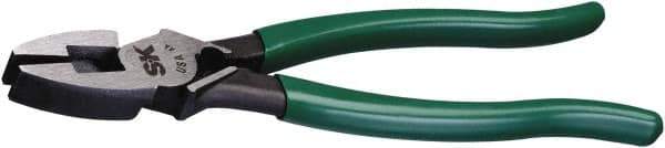 SK - 8-3/4" OAL, 2-3/4" Jaw Length, Side Cutting Flared Tip Pliers - Cutter Jaw, Vinyl Coated Handles - USA Tool & Supply