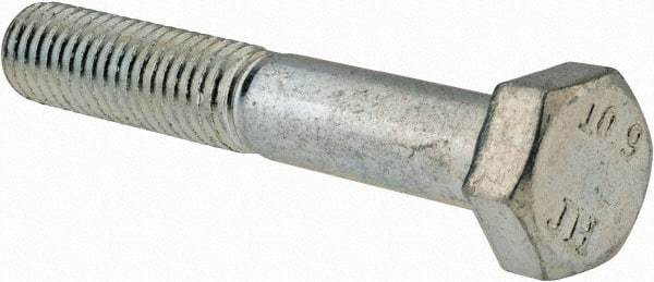 Value Collection - M8x1.25mm Metric Coarse, 50mm Length Under Head Hex Head Cap Screw - Partially Threaded, Grade 10.9 Alloy Steel, Zinc-Plated Finish, 13mm Hex - USA Tool & Supply