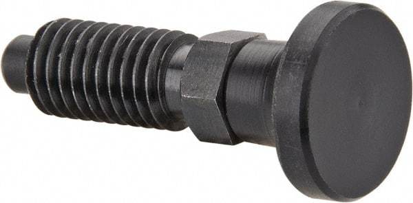 Gibraltar - M10x1.5, 20mm Thread Length, 0.236" Max Plunger Diam, 0.22 Lb Init to 2.02 Lb Final End Force, Knob Handle Plunger - Delrin Knob, 0.98" Body Length, 0.79" Length Under Head/Shoulder, 0.196" Plunger Projection - USA Tool & Supply