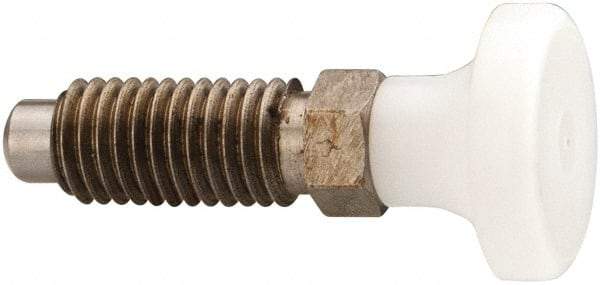 Gibraltar - M12x1.75, 25mm Thread Length, 0.314" Max Plunger Diam, 0.56 Lb Init to 1.8 Lb Final End Force, Knob Handle Plunger - Delrin Knob, 1.2" Body Length, 0.98" Length Under Head/Shoulder, 0.236" Plunger Projection - USA Tool & Supply