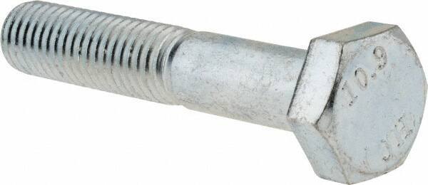 Value Collection - M10x1.50mm Metric Coarse, 55mm Length Under Head Hex Head Cap Screw - Partially Threaded, Grade 10.9 Alloy Steel, Zinc-Plated Finish, 16mm Hex - USA Tool & Supply