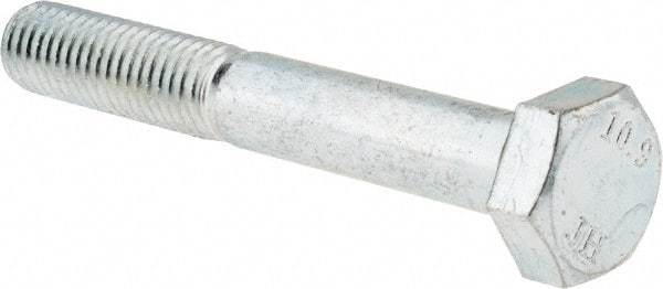 Value Collection - M10x1.50mm Metric Coarse, 70mm Length Under Head Hex Head Cap Screw - Partially Threaded, Grade 10.9 Alloy Steel, Zinc-Plated Finish, 16mm Hex - USA Tool & Supply