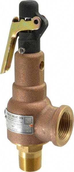 Midwest Control - 3/4" Inlet, 1" Outlet, ASME Safety Relief Valve - 150 Max psi, Bronze, 625 Cubic' per Min - USA Tool & Supply