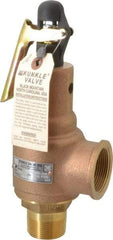 Midwest Control - 1-1/4" Inlet, 1-1/2" Outlet, ASME Safety Relief Valve - 150 Max psi, Bronze, 1,602 Cubic' per Min - USA Tool & Supply