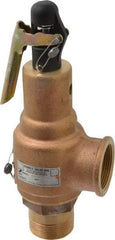 Midwest Control - 1-1/2" Inlet, 1-1/2" Outlet, ASME Safety Relief Valve - 125 Max psi, Bronze, 1,357 Cubic' per Min - USA Tool & Supply