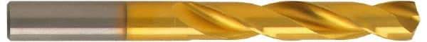 Guhring - 5.4mm 140° Solid Carbide Jobber Drill - TiN Finish, Right Hand Cut, Spiral Flute, Straight Shank, 76mm OAL, SU Point - USA Tool & Supply