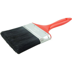 4″ Industrial Varnish Brush, Black Polyester, 2-3/4″ Trim Length, Red Plastic Handle - USA Tool & Supply