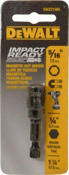 DeWALT - 5/16" Magnetic Nutsetter - 1/4" Hex Drive, 1-7/8" OAL - USA Tool & Supply