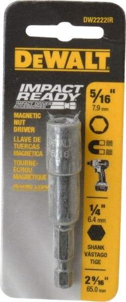 DeWALT - 5/16" Magnetic Nutsetter - 1/4" Hex Drive, 2-9/16" OAL - USA Tool & Supply