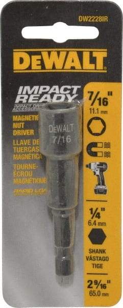 DeWALT - 7/16" Magnetic Nutsetter - 1/4" Hex Drive, 2-9/16" OAL - USA Tool & Supply