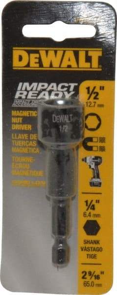 DeWALT - 1/2" Magnetic Nutsetter - 1/4" Hex Drive, 2-9/16" OAL - USA Tool & Supply