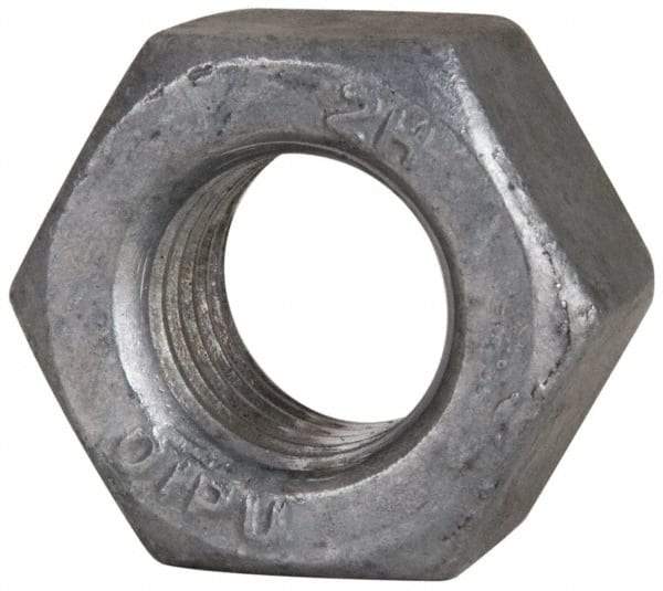 Value Collection - 3/4-10 UNC Steel Right Hand Heavy Hex Nut - 1-1/4" Across Flats, 47/64" High, Hot Dipped Galvanized Finish - USA Tool & Supply