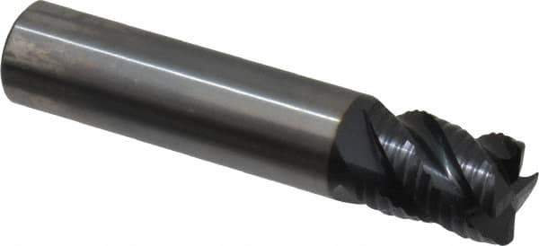 OSG - 1/2" Diam, Fine Pitch, 5/8" LOC, 4 Flute Solid Carbide 0.03" Corner Radius Roughing End Mill - TiAlN Finish, 2-1/2" OAL, 1/2" Shank Diam, Single End, Centercutting - USA Tool & Supply