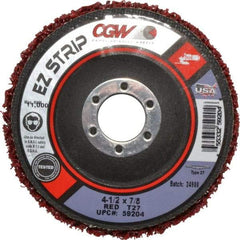 Camel Grinding Wheels - 4-1/2" Very Coarse Grade Silicon Carbide Deburring Disc - 7/8" Center Hole, Arbor Connection, Red, 11,000 Max RPM - USA Tool & Supply