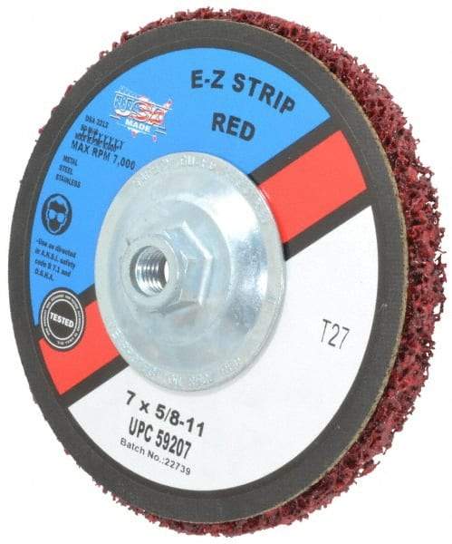 Camel Grinding Wheels - 7" Very Coarse Grade Silicon Carbide Deburring Disc - 5/8-11 Threaded Center Hole, Arbor Connection, Red, 7,000 Max RPM - USA Tool & Supply