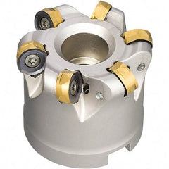 Iscar - 2-1/2" Cut Diam, 0.34" Max Depth, 1" Arbor Hole, 7 Inserts, H400 RNHU Insert Style, Indexable Copy Face Mill - H400 FR-12 Cutter Style, 1.97" High, Through Coolant, Series Helido - USA Tool & Supply