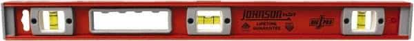 Johnson Level & Tool - Magnetic 24" Long 3 Vial I-Beam Level - Aluminum, Black, 2 Plumb & 1 Level Vials - USA Tool & Supply