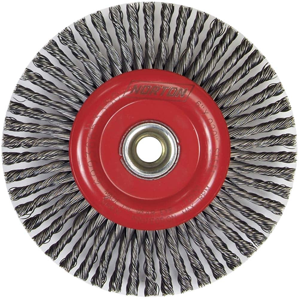 Norton - 6-7/8" OD, 5/8-11 Arbor Hole, Stringer Bead Carbon Wheel Brush - USA Tool & Supply