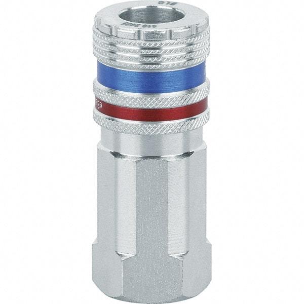 Dynabrade - Female NPT Pneumatic Hose Coupler - Steel/Brass, 3/8" Body Diam - USA Tool & Supply