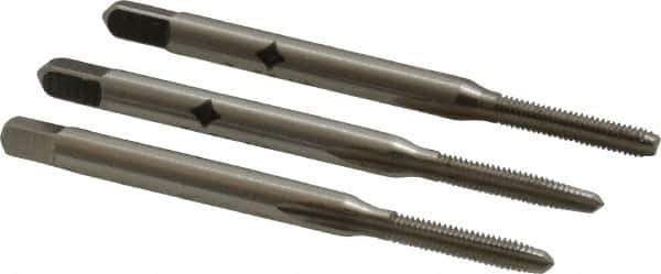 Cleveland - #3-56 UNF, 3 Flute, Bottoming, Plug & Taper, Bright Finish, High Speed Steel Tap Set - Right Hand Cut, 1-13/16" OAL, 1/2" Thread Length - USA Tool & Supply